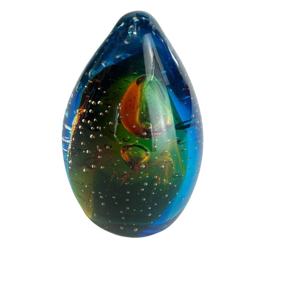 Mid Century Murano Art Glass Bullicante Controlled Bubble Teardrop Sculpture